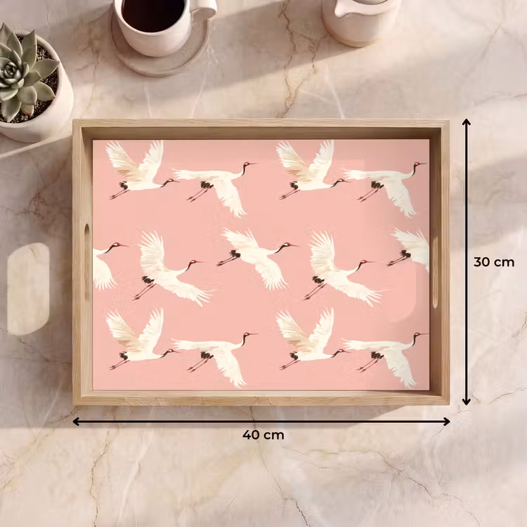 Dienblad - Modern - Kraanvogels - Roze — 9