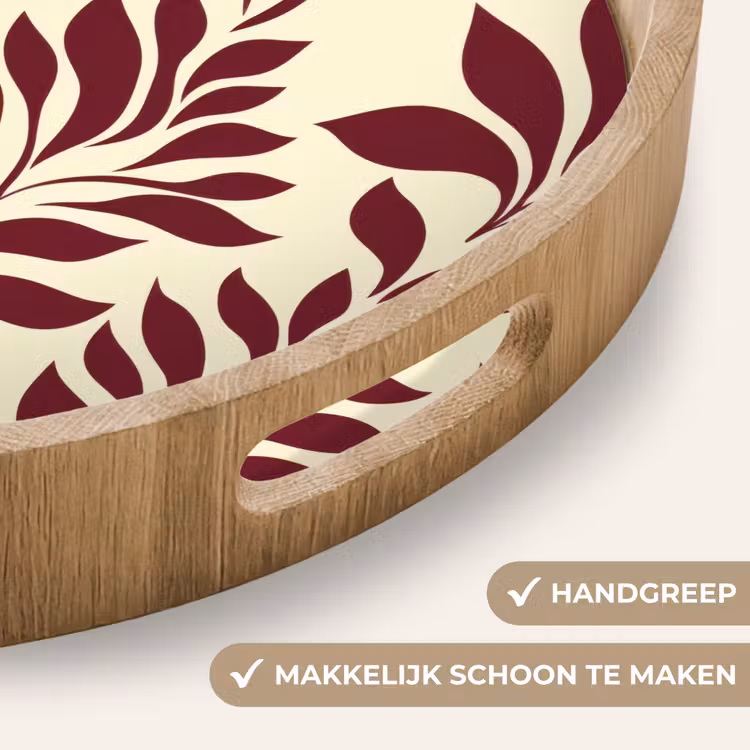 Gepersonaliseerd dienblad - Abstract - Bladeren - Burgundy — 5
