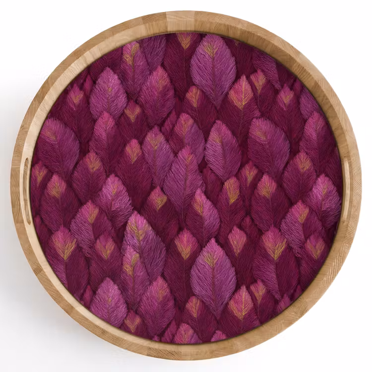Gepersonaliseerd dienblad - Bladeren - Patroon - Burgundy — 1