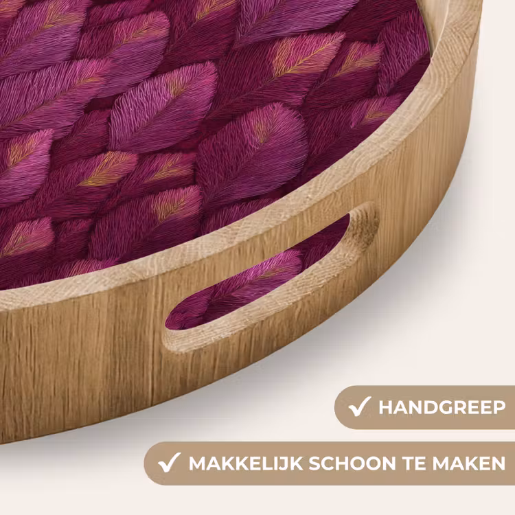 Gepersonaliseerd dienblad - Bladeren - Patroon - Burgundy — 5