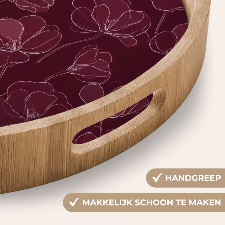 Gepersonaliseerd dienblad - Bloemen - Patroon - Bordeauxrood — 5