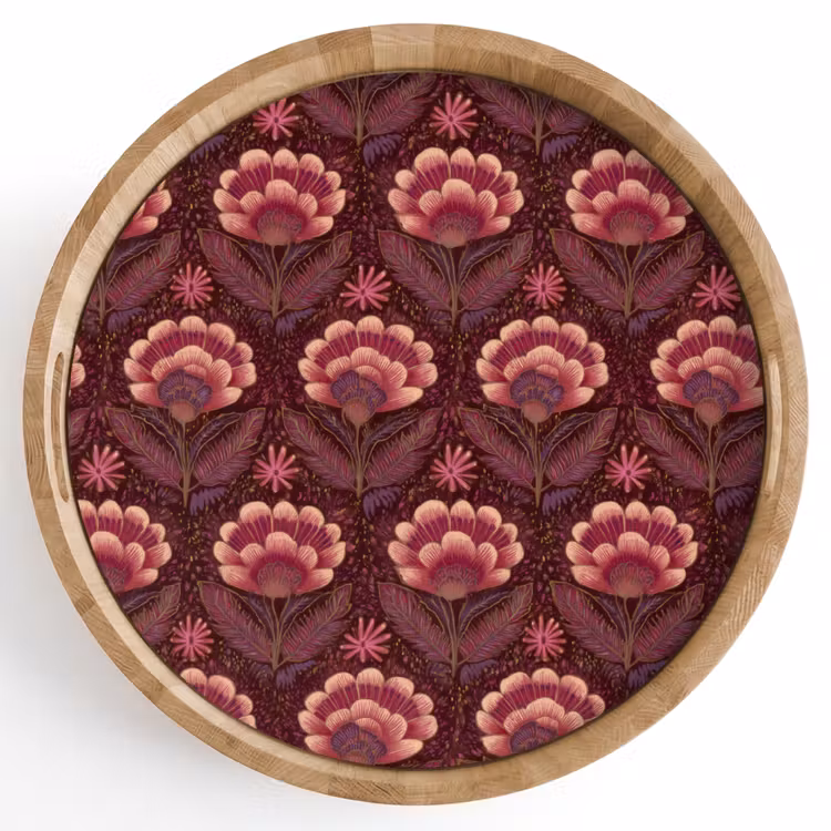 Gepersonaliseerd dienblad - Bloemen - Waaier - Paars — 1