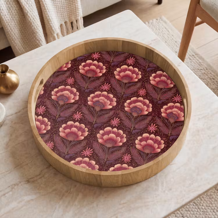 Gepersonaliseerd dienblad - Bloemen - Waaier - Paars — 2