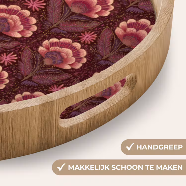 Gepersonaliseerd dienblad - Bloemen - Waaier - Paars — 5