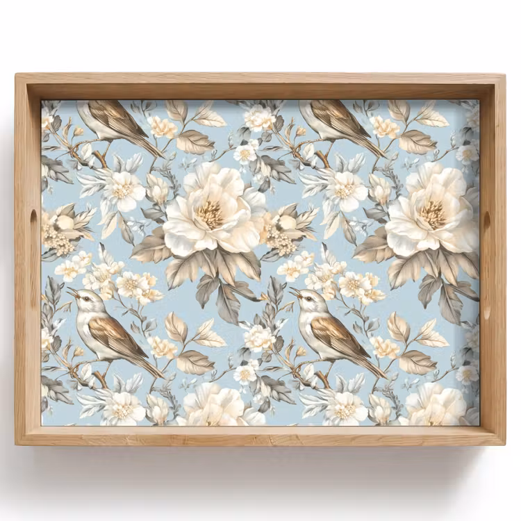 Dienblad - Botanisch - Zangvogel - Blauw — 1