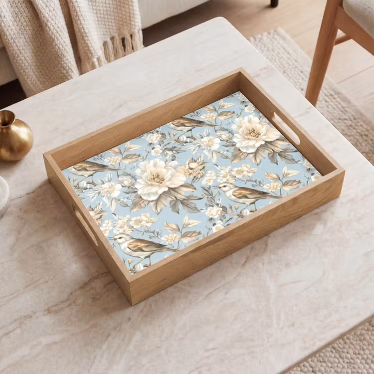 Dienblad - Botanisch - Zangvogel - Blauw — 2