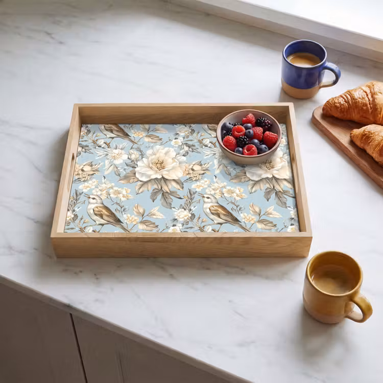 Dienblad - Botanisch - Zangvogel - Blauw — 4