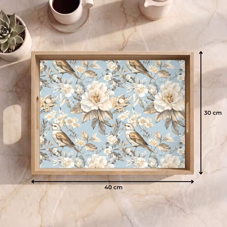 Dienblad - Botanisch - Zangvogel - Blauw — 9