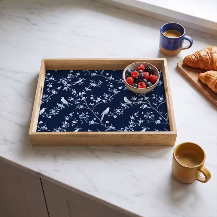 Dienblad - Grafisch - Bloesemtak - Blauw — 4
