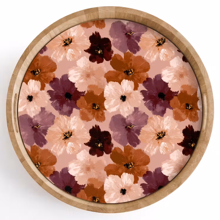 Gepersonaliseerd dienblad - Bloemen - Abstract - Aardetinten — 1