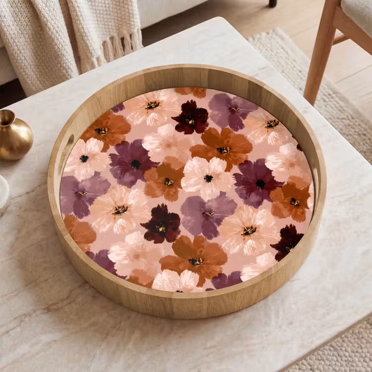 Gepersonaliseerd dienblad - Bloemen - Abstract - Aardetinten — 2