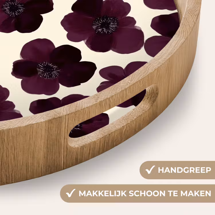 Gepersonaliseerd dienblad - Bloemen - Aquarel - Paars — 5
