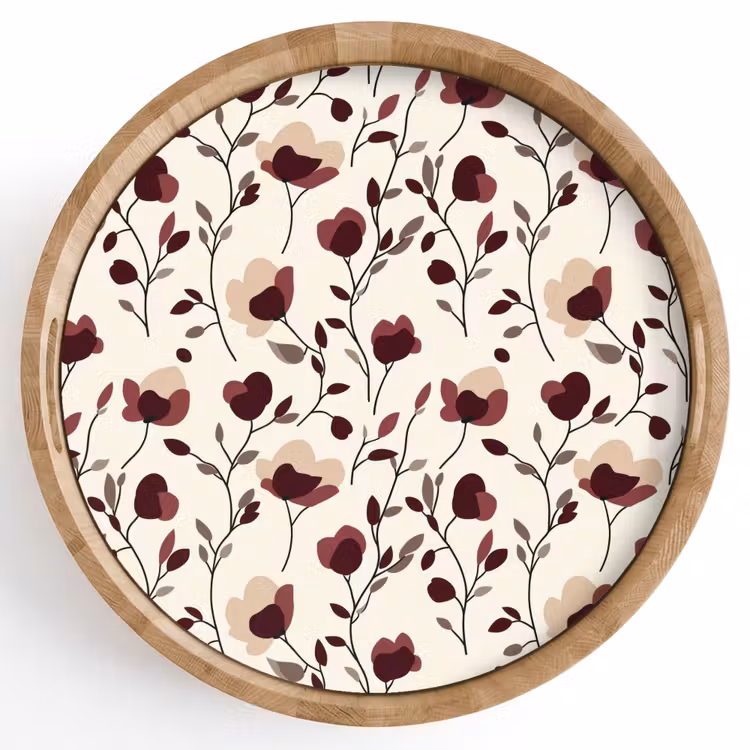 Gepersonaliseerd dienblad - Bloemen - Botanisch - Bordeaux — 1