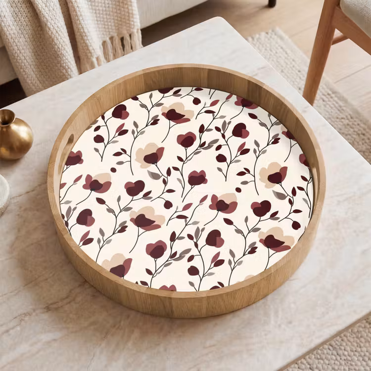 Gepersonaliseerd dienblad - Bloemen - Botanisch - Bordeaux — 2