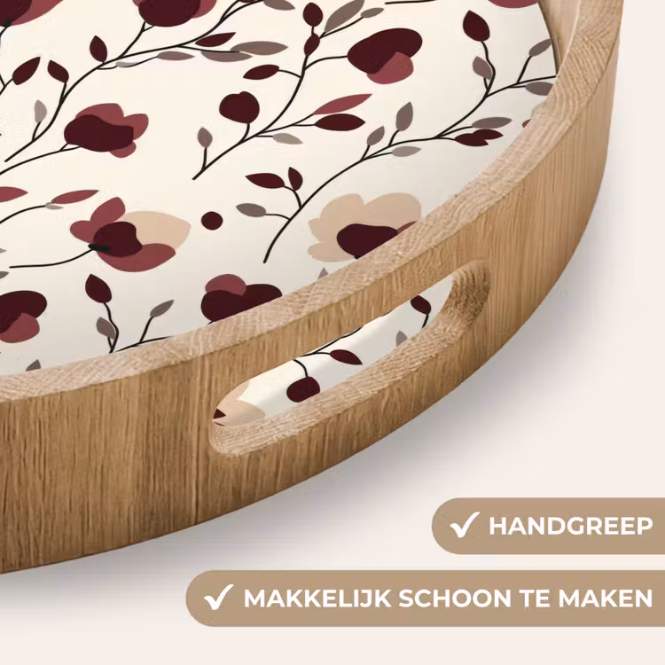 Gepersonaliseerd dienblad - Bloemen - Botanisch - Bordeaux — 5