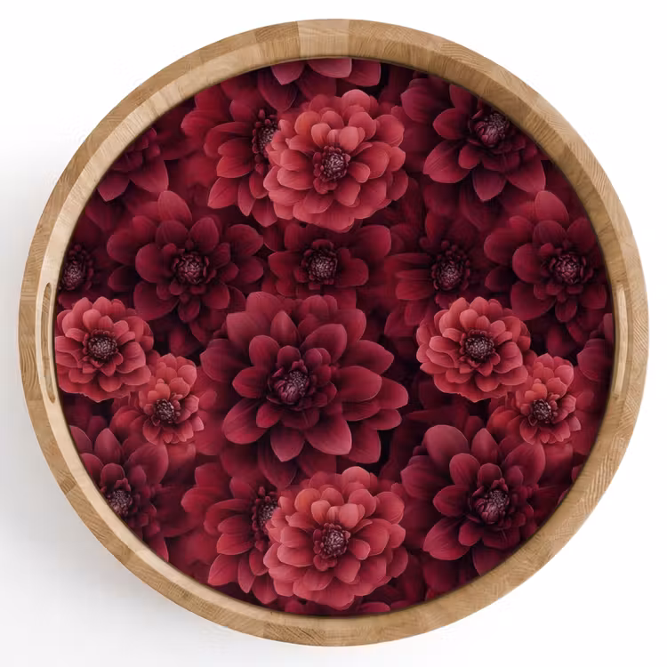 Gepersonaliseerd dienblad - Dahlias - Bloemen - Rood — 1