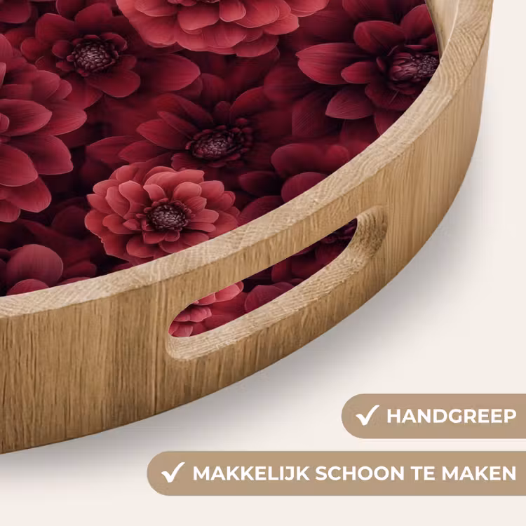 Gepersonaliseerd dienblad - Dahlias - Bloemen - Rood — 5