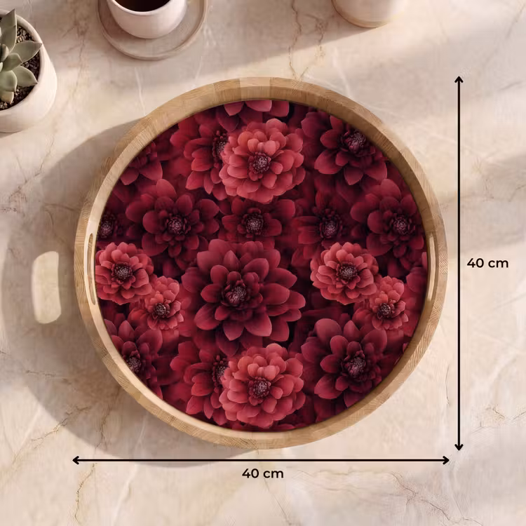 Gepersonaliseerd dienblad - Dahlias - Bloemen - Rood — 9