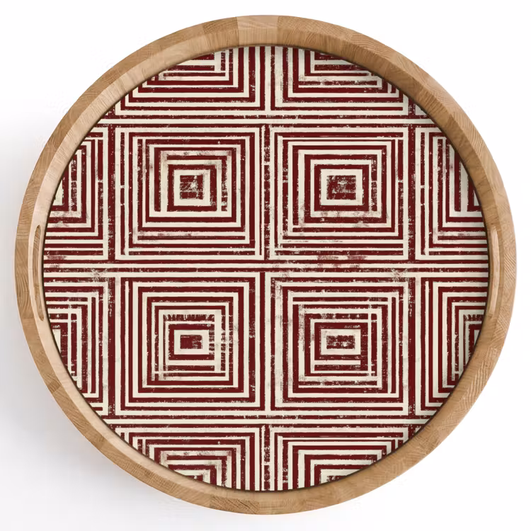 Gepersonaliseerd dienblad - Geometrisch - Patroon - Rood — 1