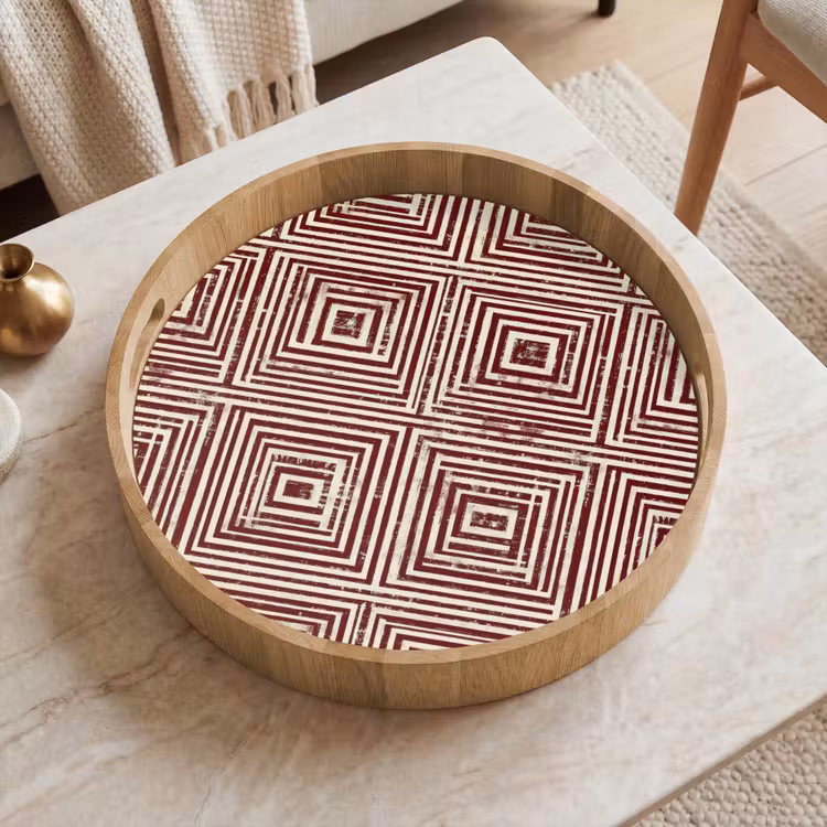 Gepersonaliseerd dienblad - Geometrisch - Patroon - Rood — 2