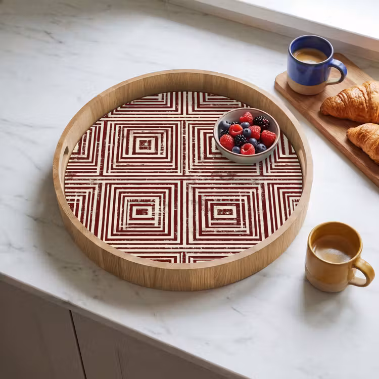 Gepersonaliseerd dienblad - Geometrisch - Patroon - Rood — 4