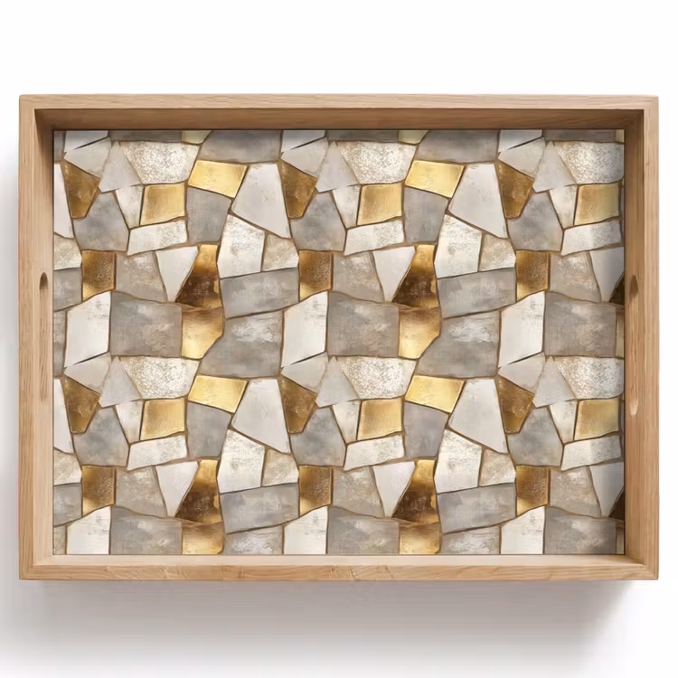Dienblad - Mozaïek - Marmer - Goud — 1