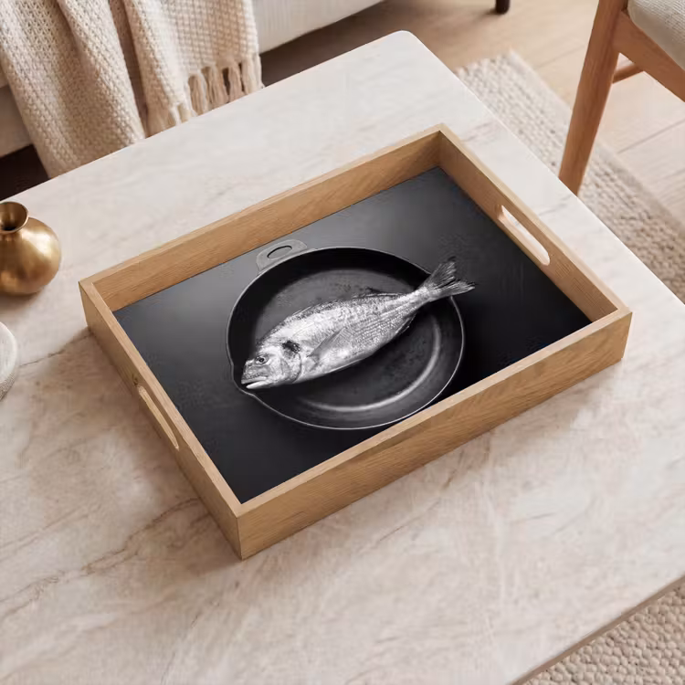 Dienblad - Pan - Vis - Zwart - Wit — 2