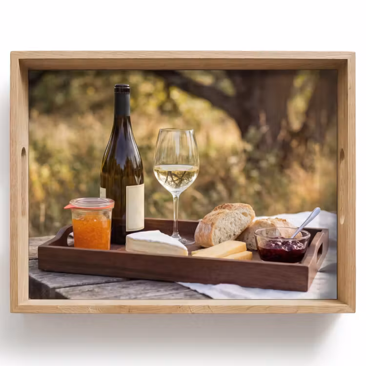 Dienblad - Picknick - Wijn - Kaasplankje — 1
