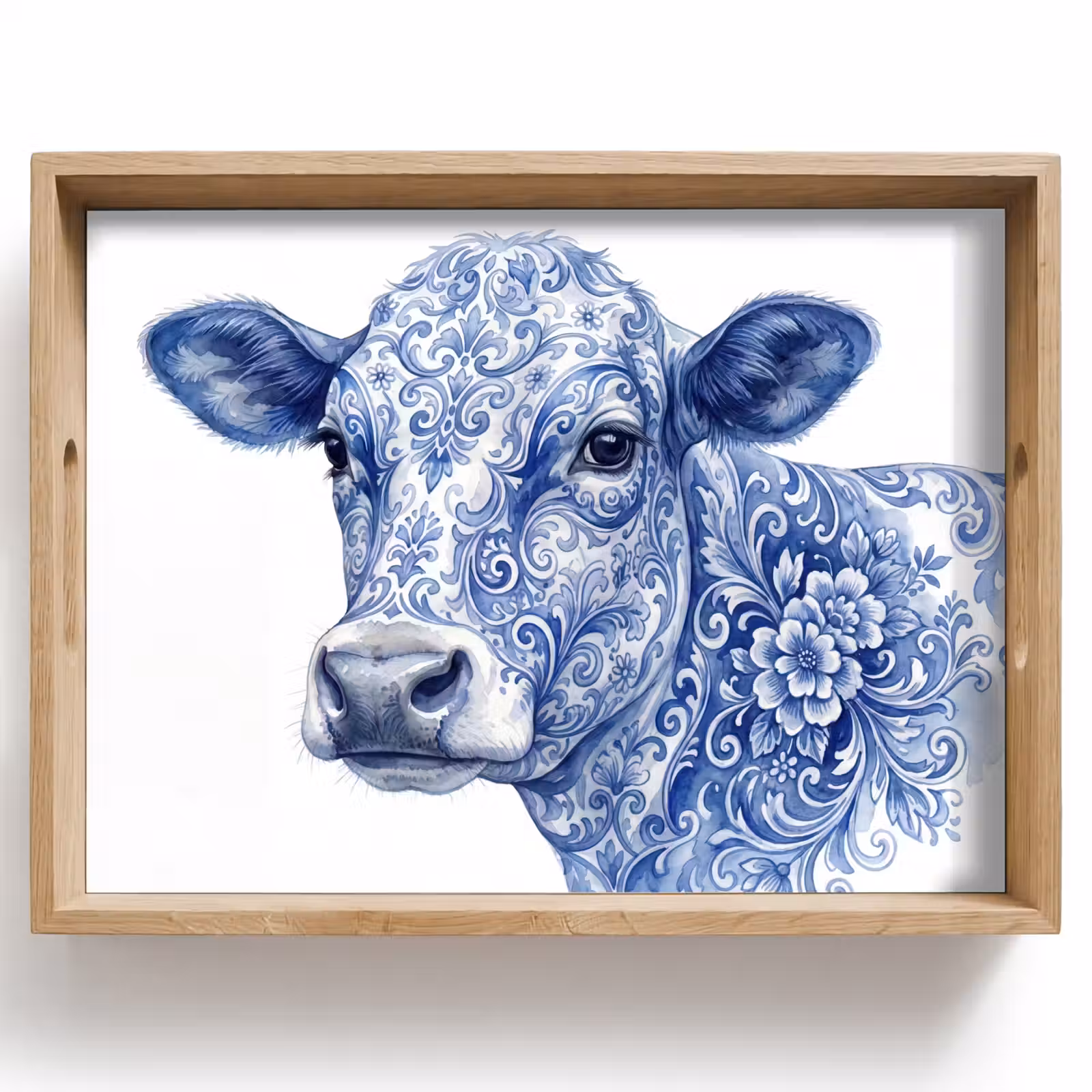 Dienblad - Illustratie - Koe - Blauw — 1