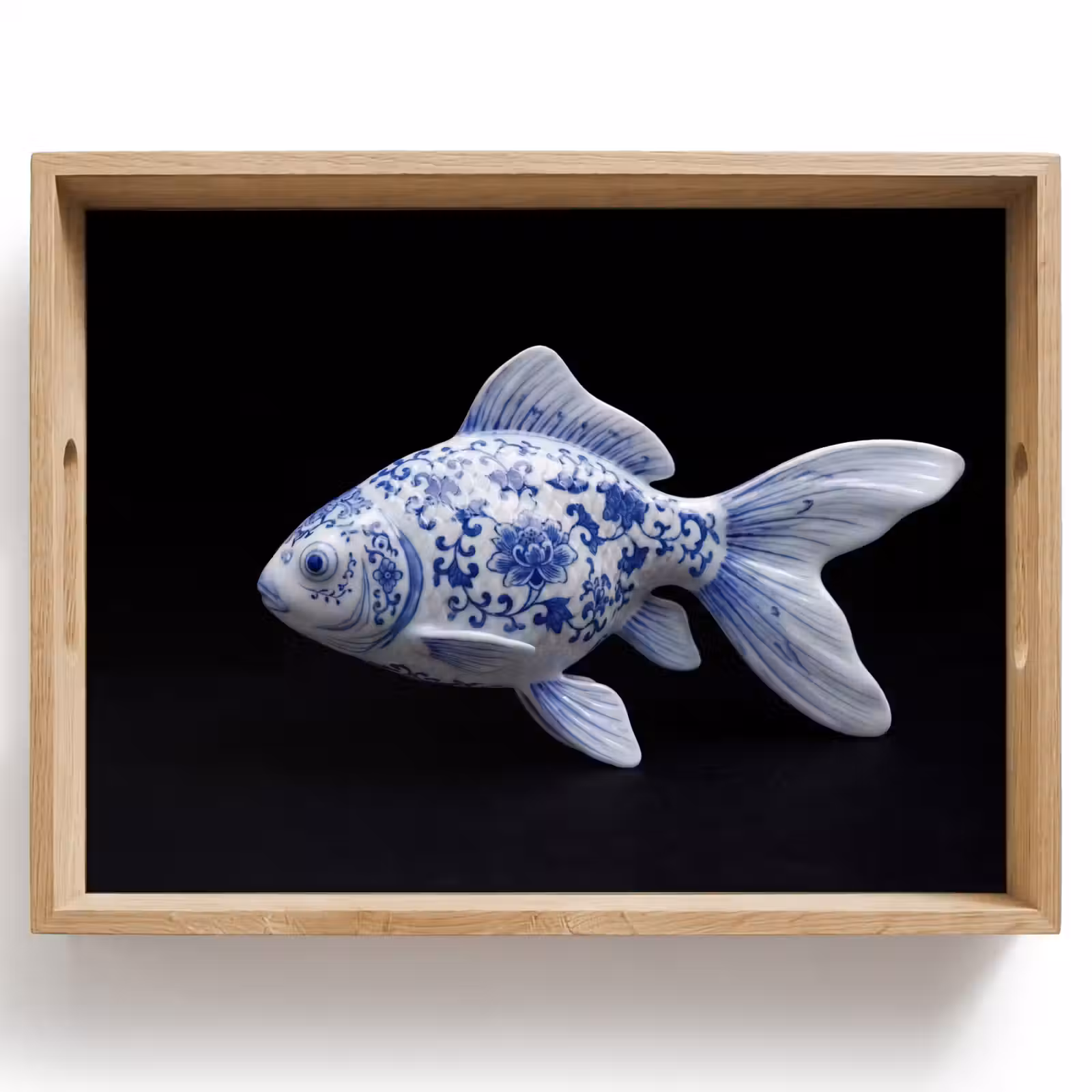 Dienblad - Porselein - Goudvis - Delfts - Blauw — 1