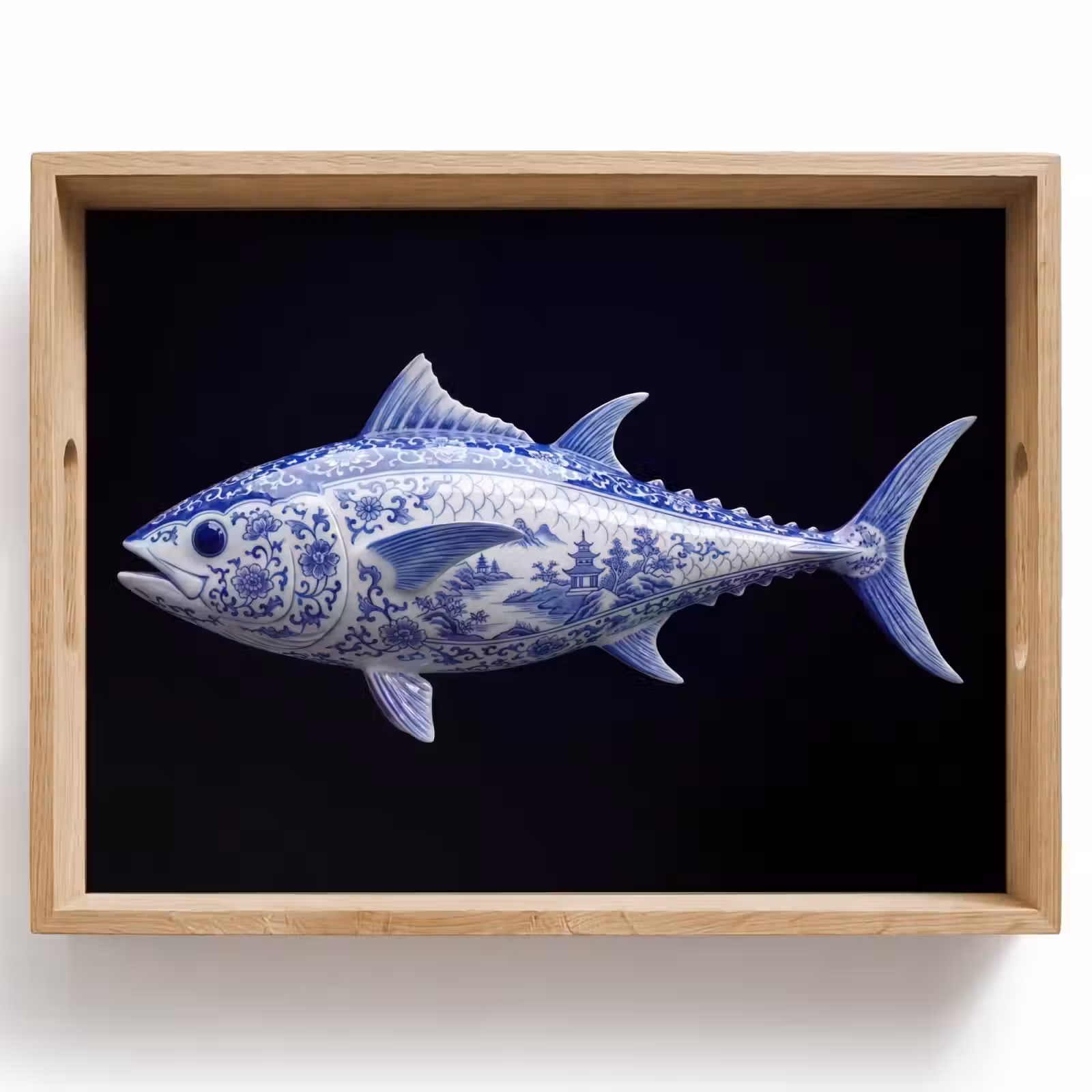 Dienblad - Porselein - Tonijn - Delfts - Blauw — 1