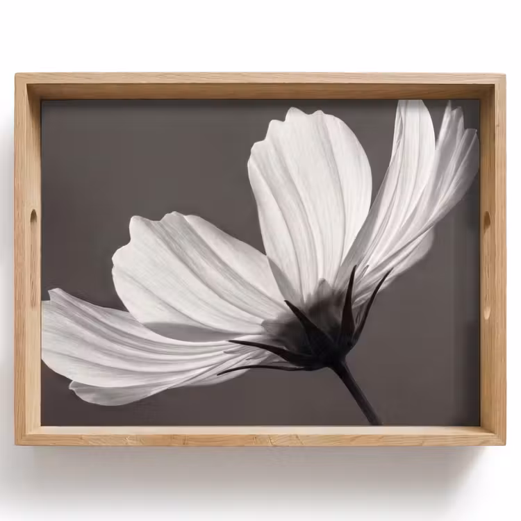 Dienblad - Bloem - Minimalistisch - Zwart - Wit — 1