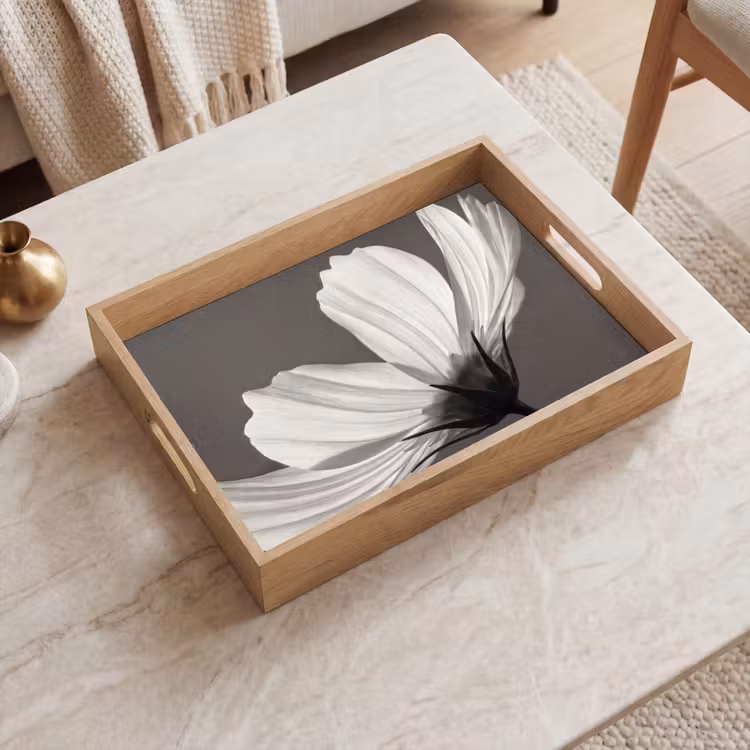 Dienblad - Bloem - Minimalistisch - Zwart - Wit — 2