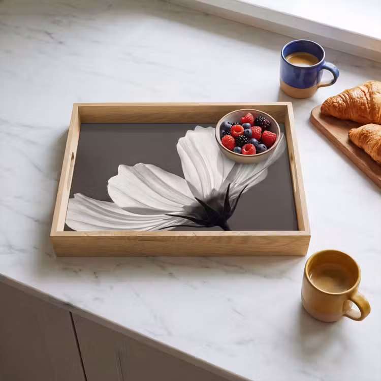 Dienblad - Bloem - Minimalistisch - Zwart - Wit — 4