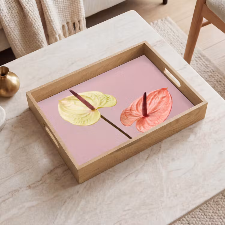 Dienblad - Bloemen - Anthuriums - Geel - Roze — 2