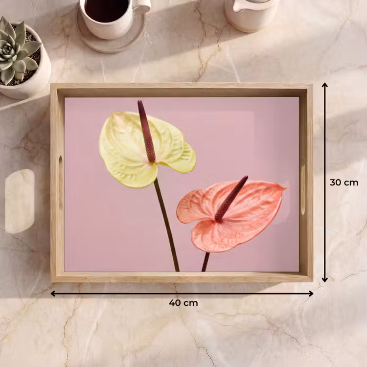 Dienblad - Bloemen - Anthuriums - Geel - Roze — 9