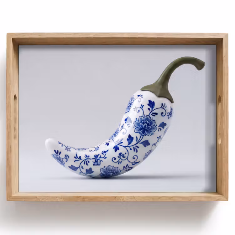 Dienblad - Chilipeper - Keramiek - Blauw — 1