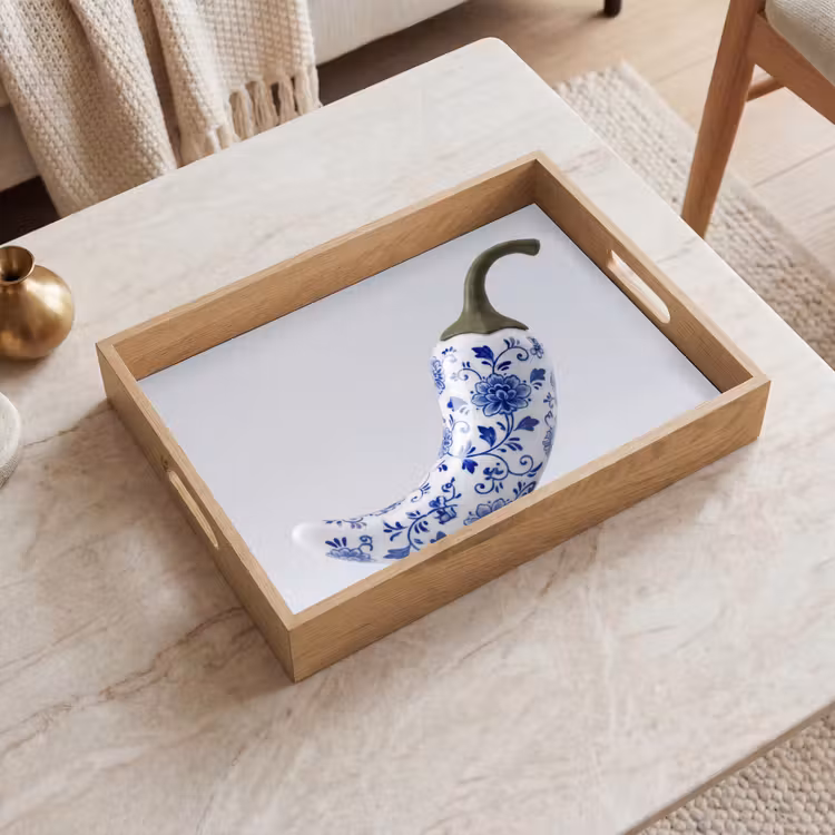 Dienblad - Chilipeper - Keramiek - Blauw — 2