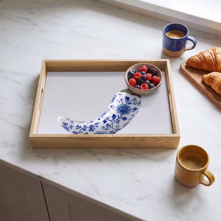Dienblad - Chilipeper - Keramiek - Blauw — 4