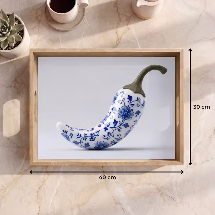 Dienblad - Chilipeper - Keramiek - Blauw — 9
