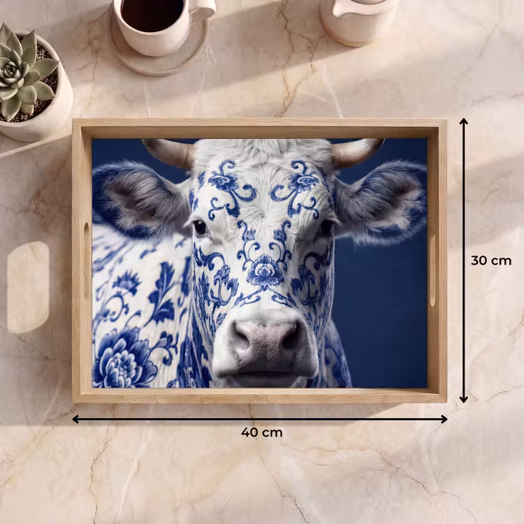 Dienblad - Koe - Delfts - Blauw - Artistiek — 9