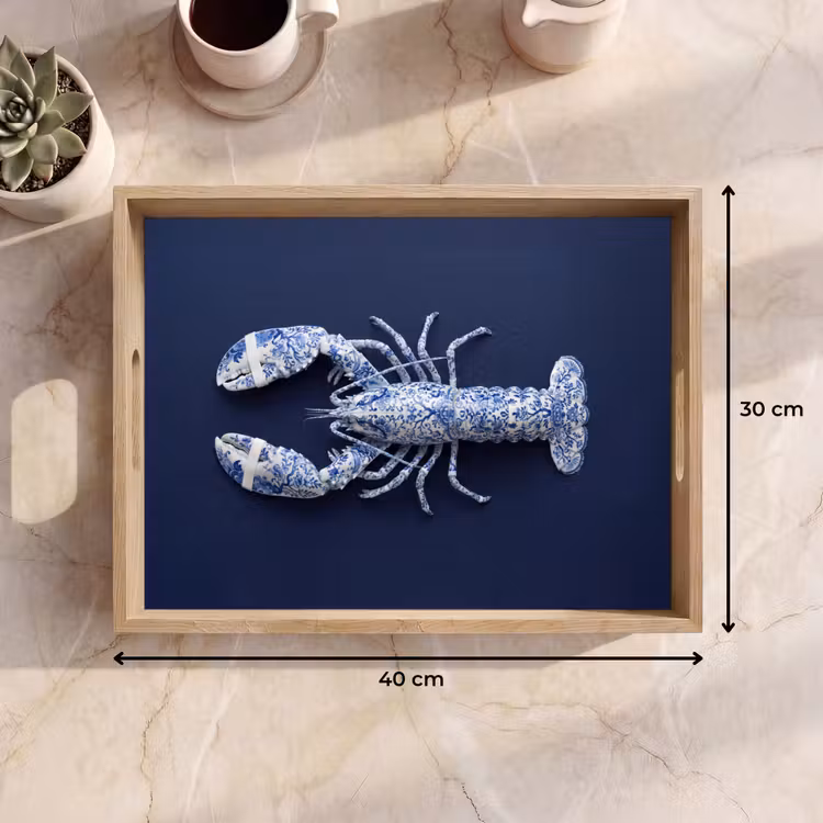 Dienblad - Kreeft - Porselein - Delfts - Blauw — 9
