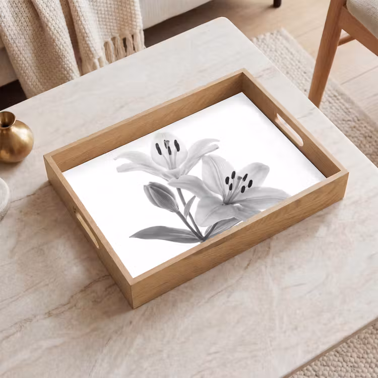 Dienblad - Lelies - Elegant - Zwart - Wit — 2