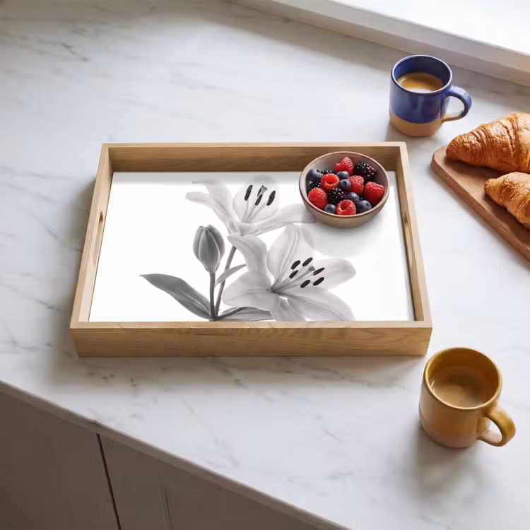Dienblad - Lelies - Elegant - Zwart - Wit — 4