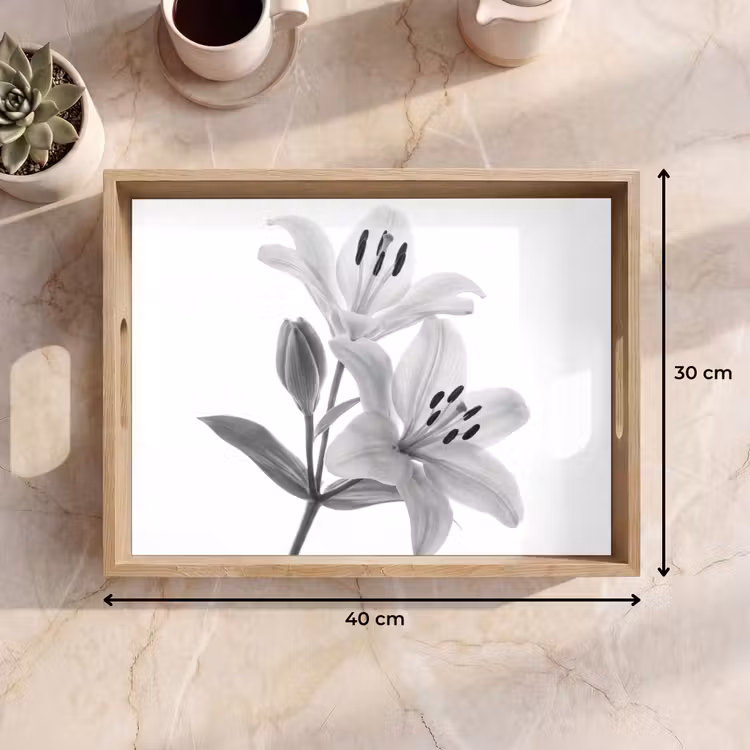 Dienblad - Lelies - Elegant - Zwart - Wit — 9