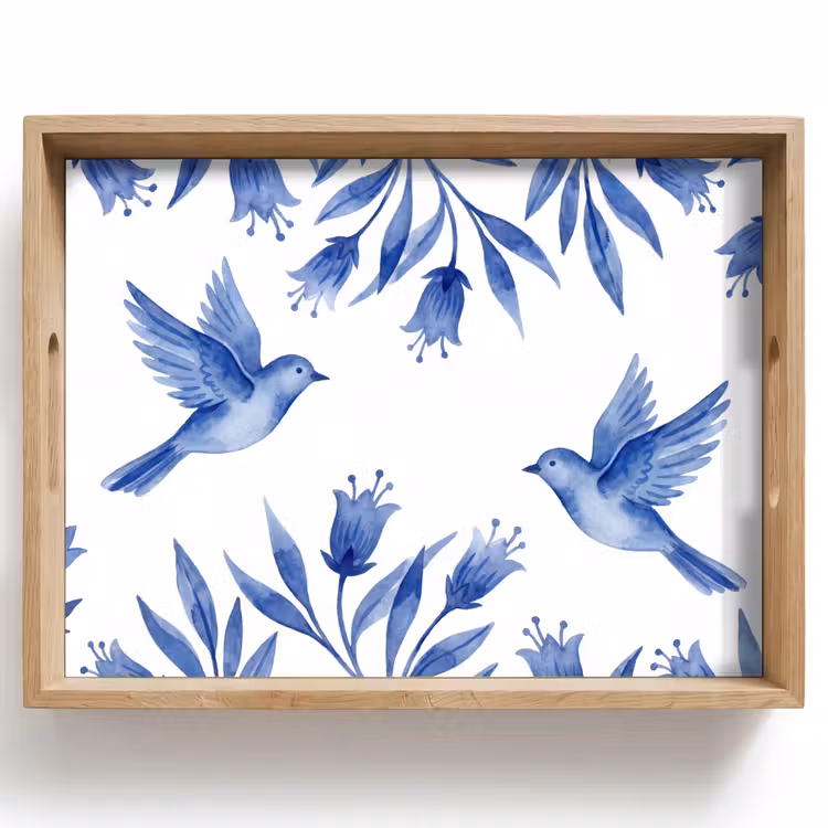 Dienblad - Modern - Vogels - Delfts - Blauw — 1