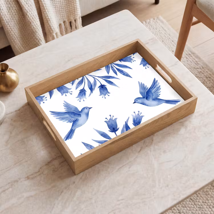 Dienblad - Modern - Vogels - Delfts - Blauw — 2