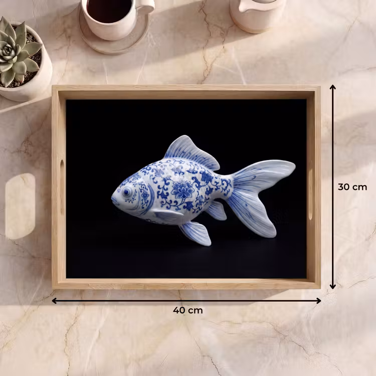 Dienblad - Porselein - Goudvis - Delfts - Blauw — 9