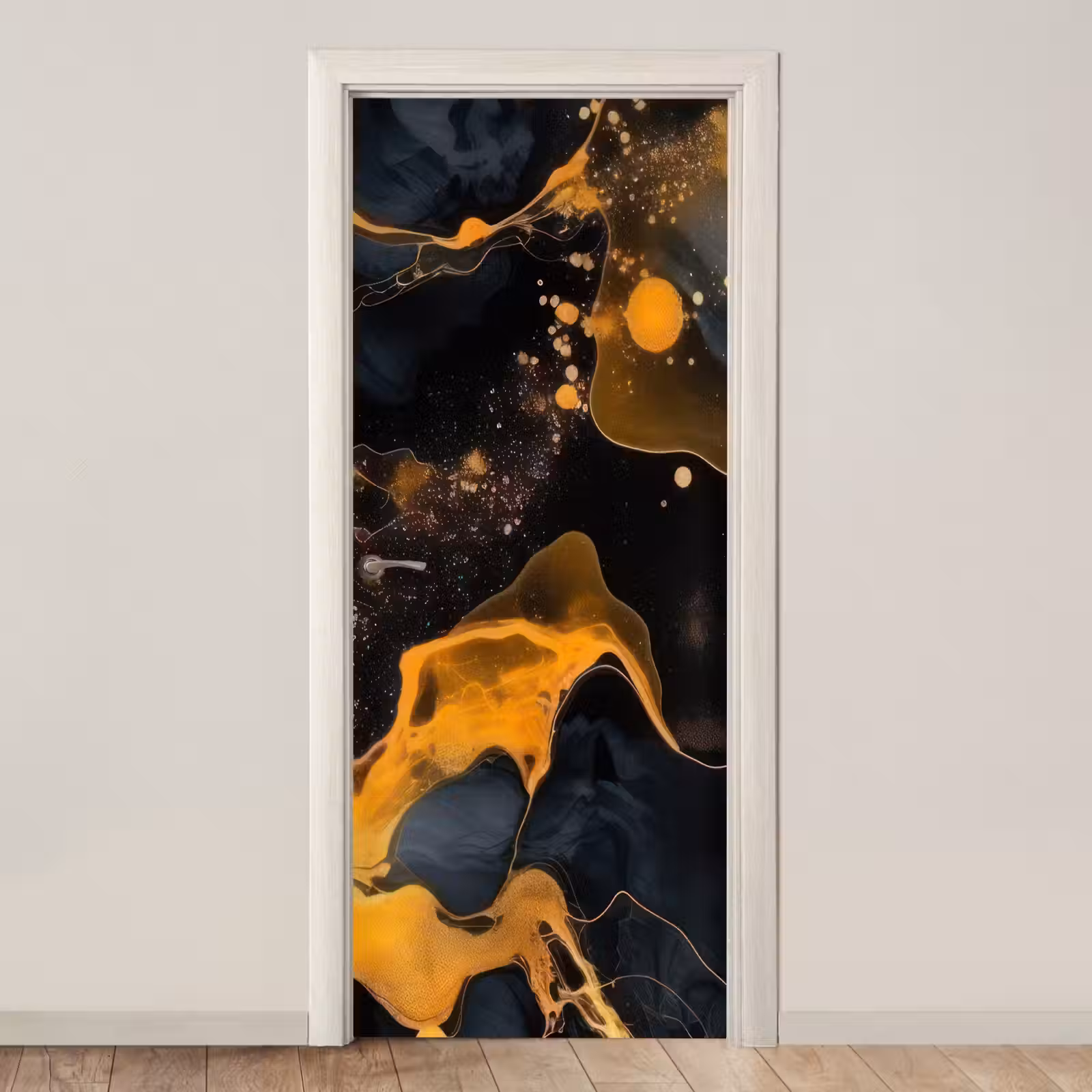 Deursticker - Marmer - Goud - Zwart - Abstract - Modern — 1