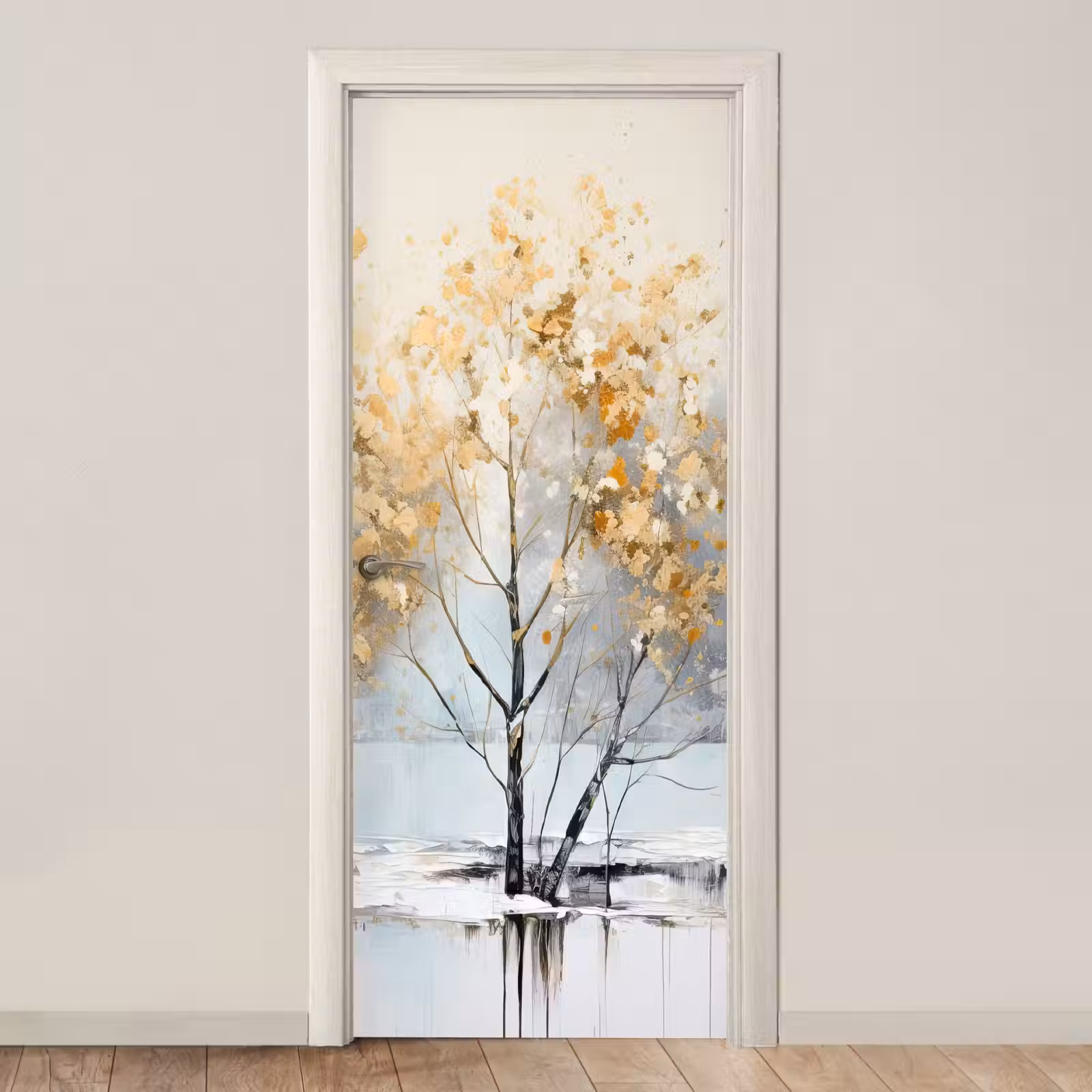 Deursticker - Winter - Bomen - Natuur - Acryl - Kunst — 1